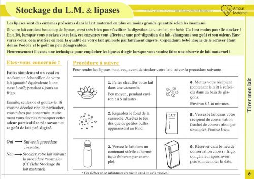 réchauffer lait maternel contenant des lipases