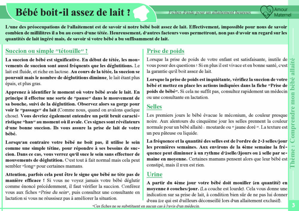bébé boit assez de lait